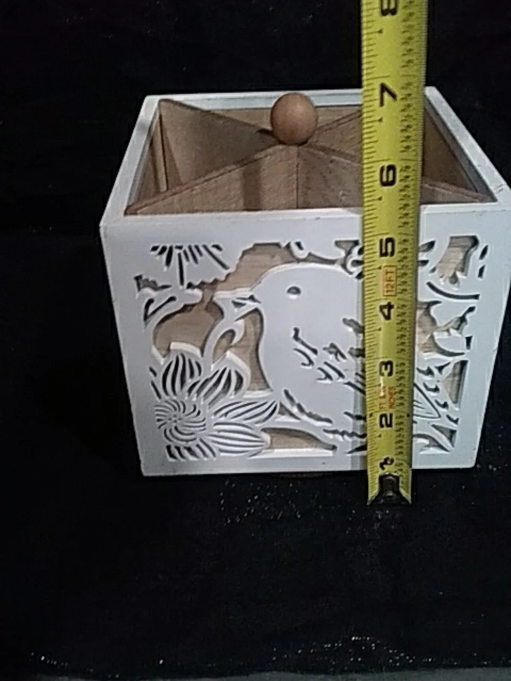 White Decorative Bird Wooden Storage Box - Home Office